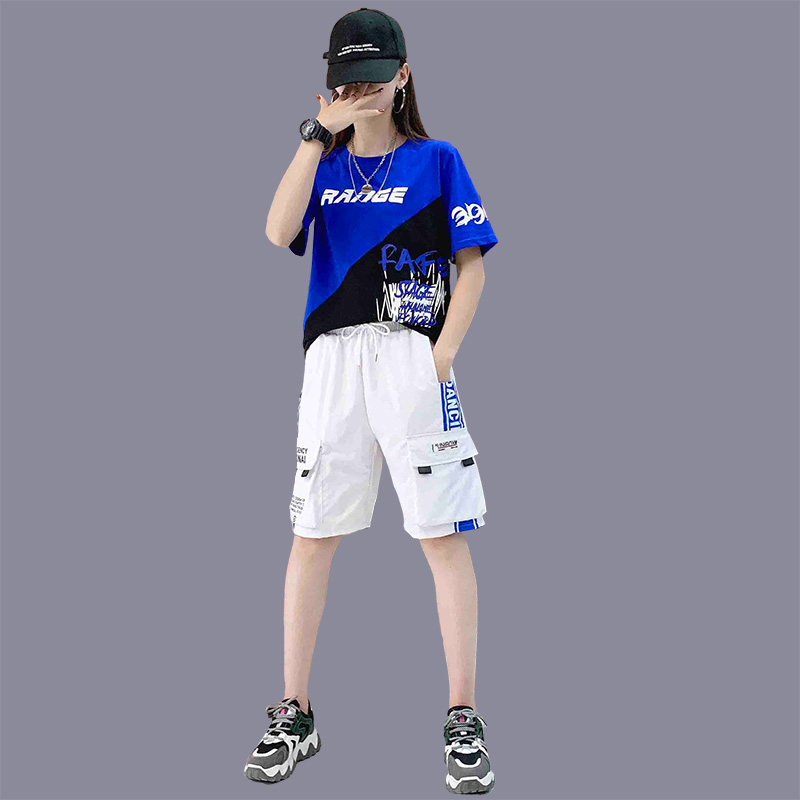 跳曳步舞服装新款套装2020年夏季女时尚广场舞鬼步短裤宽松男运动