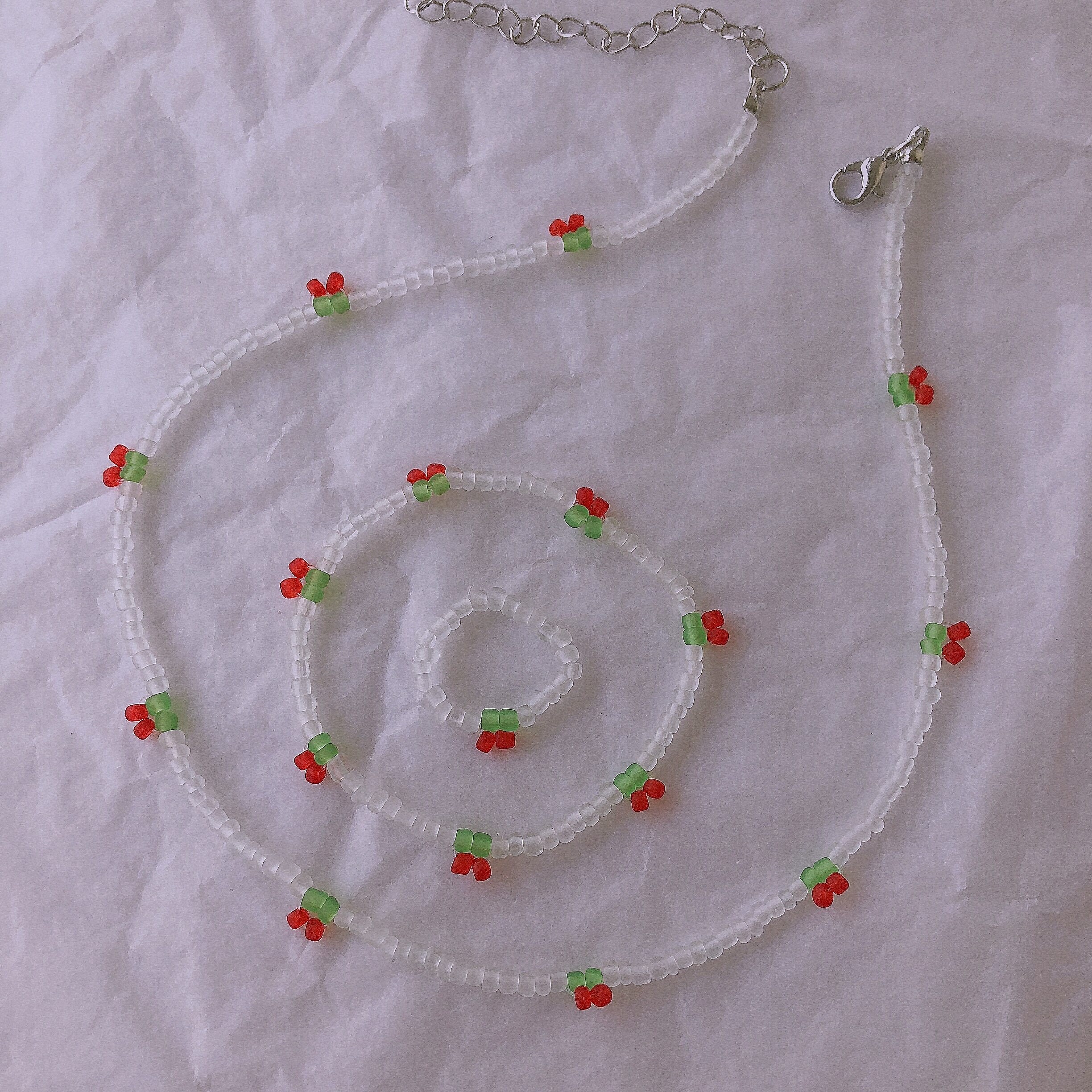 「25元包邮」朵拉手作自制串珠樱桃项链锁骨链水果饰品清新少女