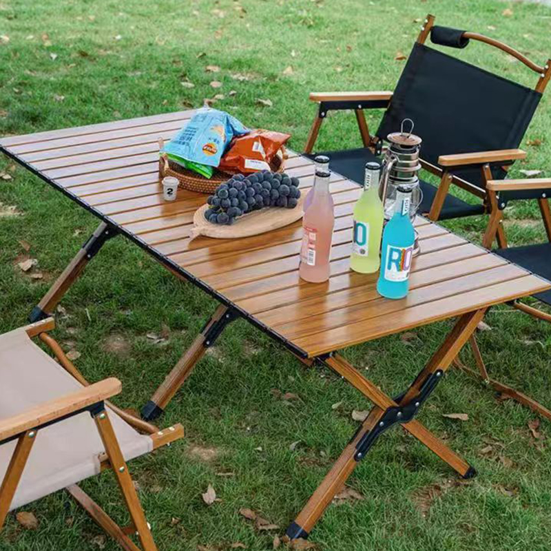 航空铝合金蛋卷桌户外可折叠轻量化多功能便携式野外露营烧烤餐桌