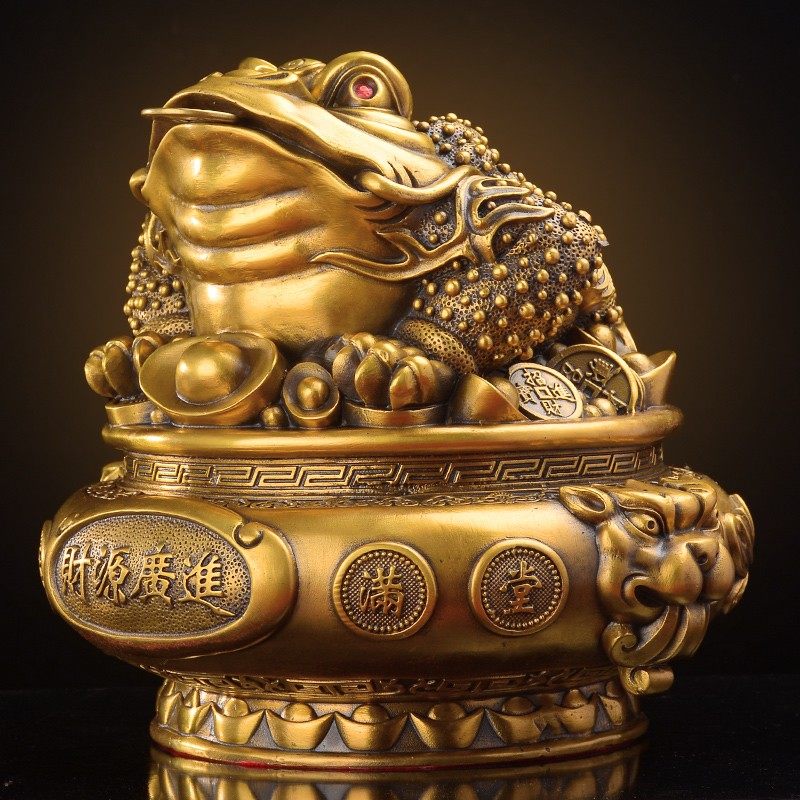 金蟾招财摆件纯铜三足金蟾蜍聚宝盆客厅公司开业工艺礼品三脚金蝉