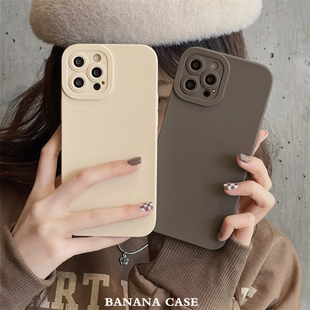 BananaCase冷淡风纯色适用iPhone12苹果14pro/11手机壳15promax女xs/xr磨砂13全包摄像头软壳12pro