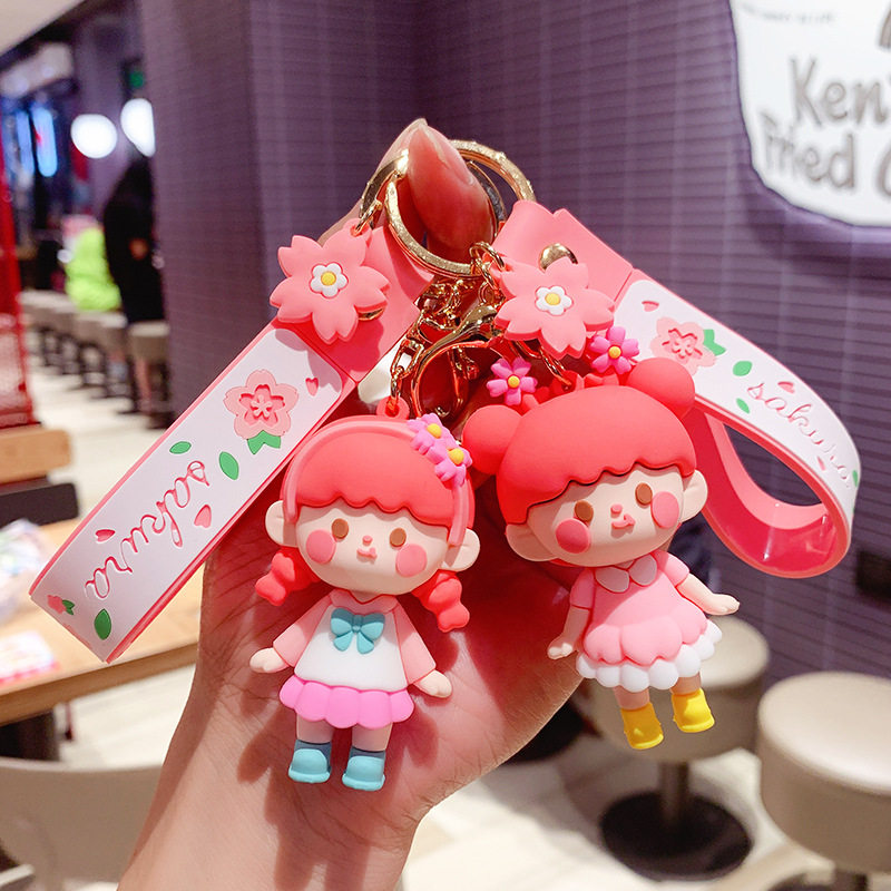 挂件女生钥匙链圈钥匙扣可爱少女心萌萌哒小女孩玩偶娃娃卡通
