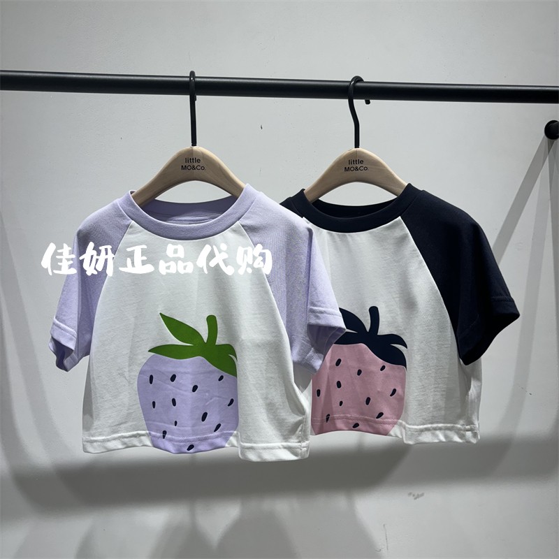 little moco专柜正品24年夏女童插肩宽松短款短袖T恤KBD2TEE008