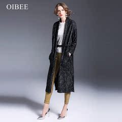 OIBEE欧美超长款风衣女2016秋季新款休闲百搭中长款毛呢外套披肩