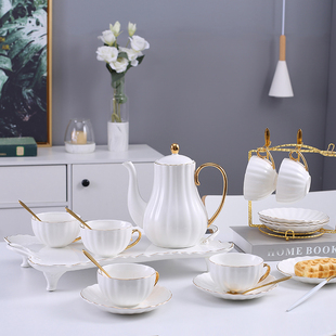 欧式茶具咖啡杯碟套装简约骨瓷杯碟奢华下午茶具英式套装茶壶家用