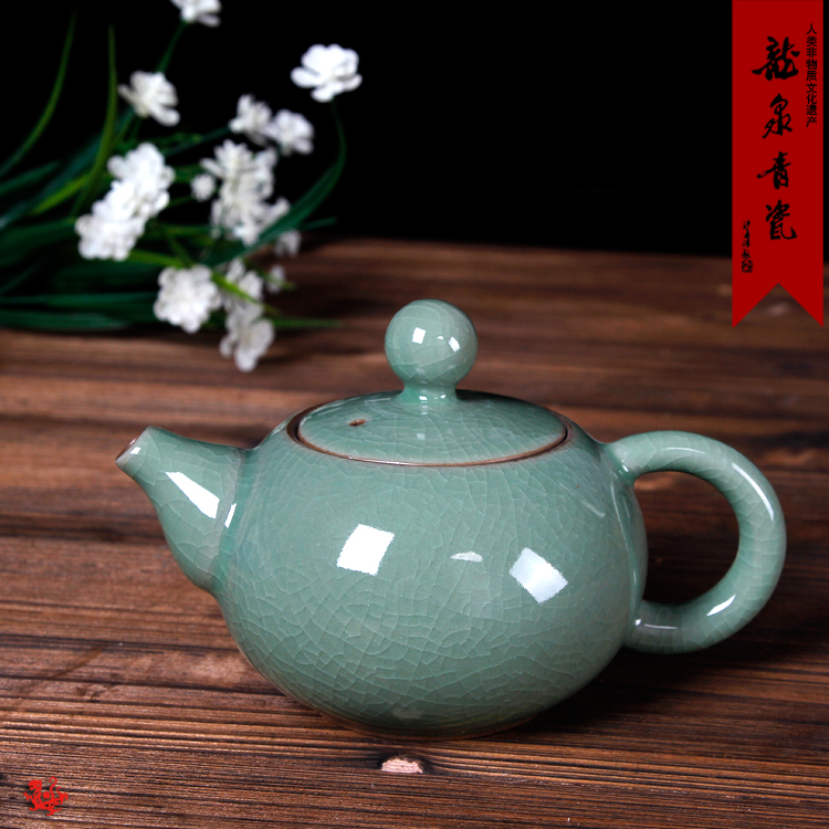 龙泉青瓷 陶瓷功夫茶具西施壶红茶泡茶壶 茶道配件家用小茶壶