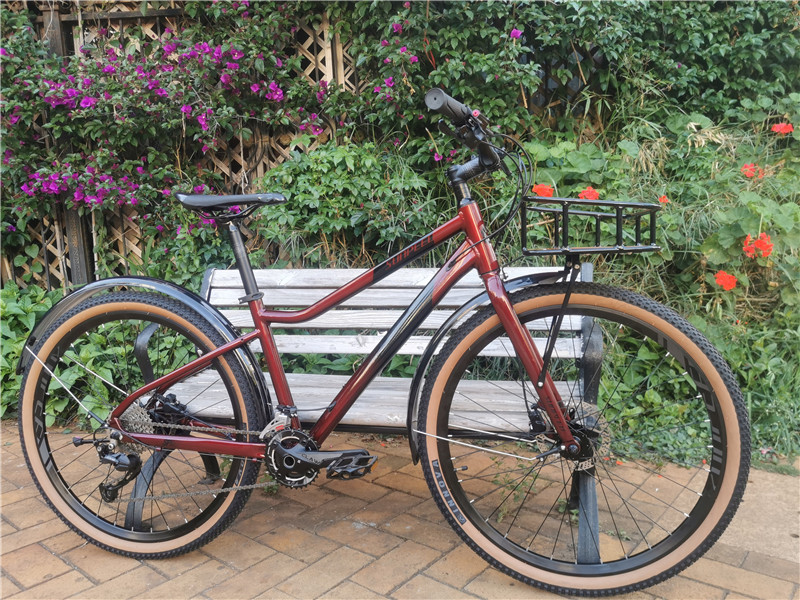 sunpeed space 碟刹城市休闲山地自行车 18速变速休旅带前货架