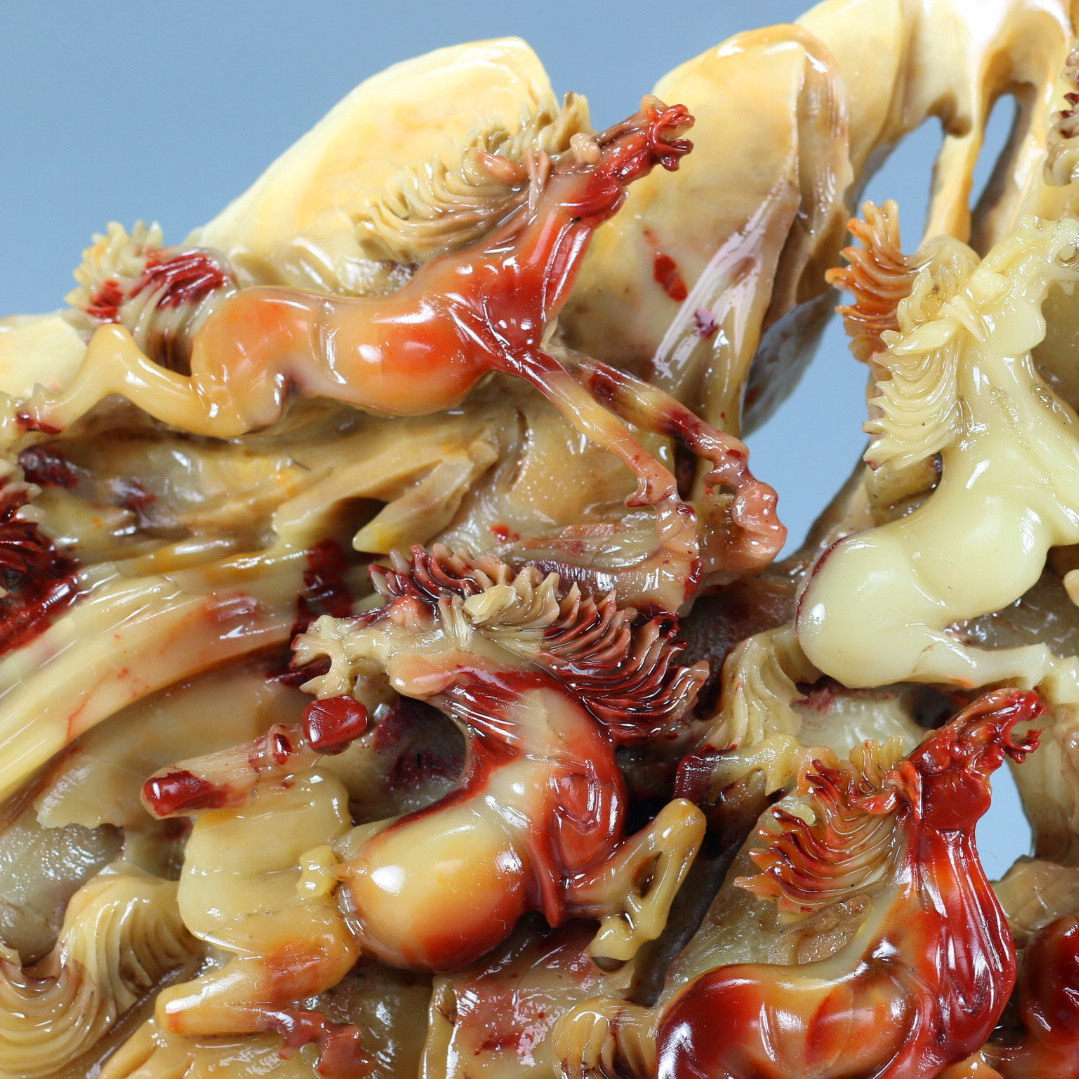 大气十足寿山芙蓉石《八骏图》大摆件