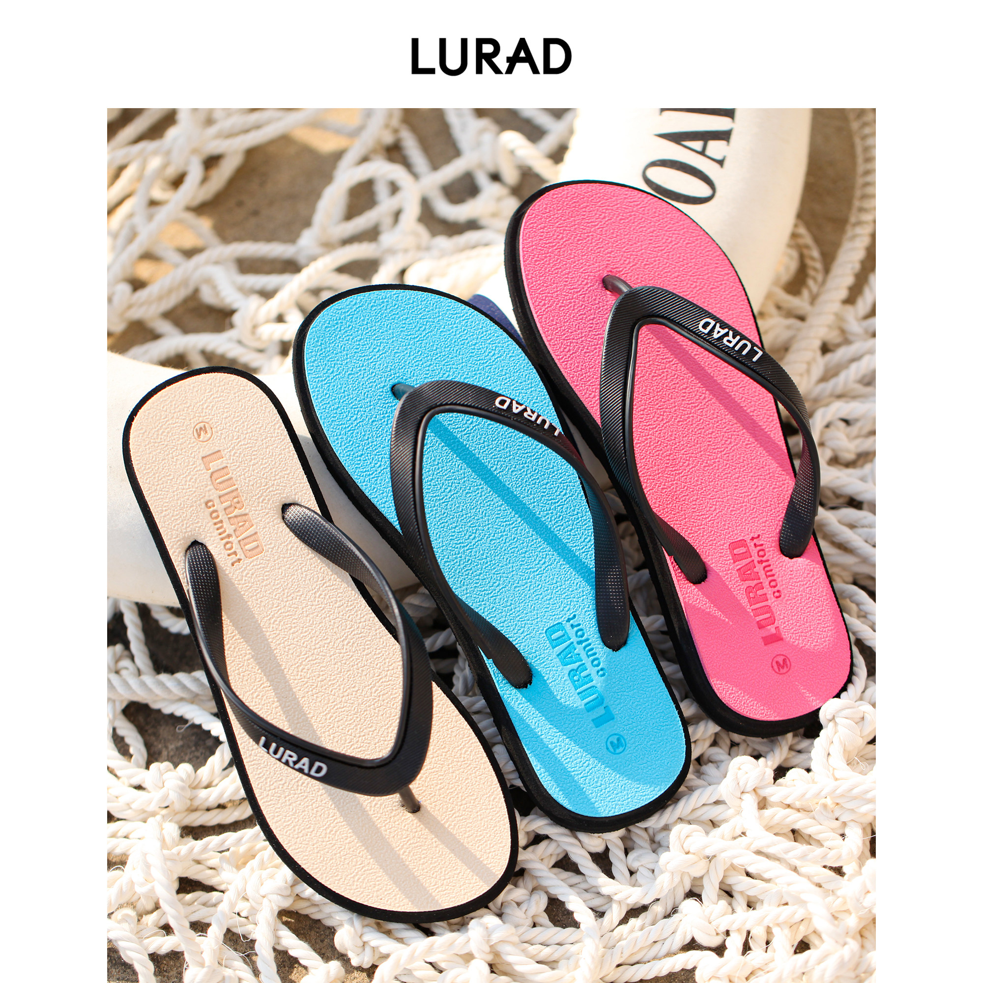 路拉迪人字拖女士夏防滑平底户外平跟简约学生浴室夹脚沙滩凉拖鞋