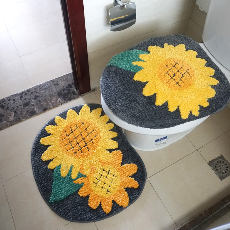 田园花卉向日葵日本马桶套二件套坐便套马桶垫坐垫套二件套马桶圈