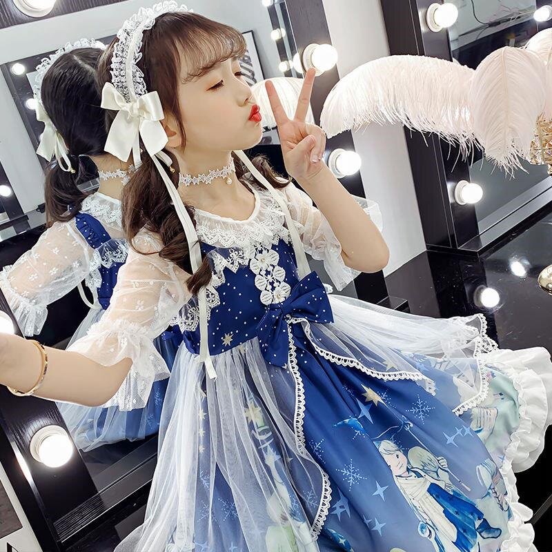 女童洛丽塔公主裙儿童2021新款夏装洋气连衣裙小女孩蓬蓬纱裙子潮