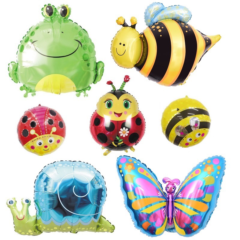昆虫系列铝膜气球生日气球派对装饰装扮蝴蝶小蜜蜂青蛙铝膜气球