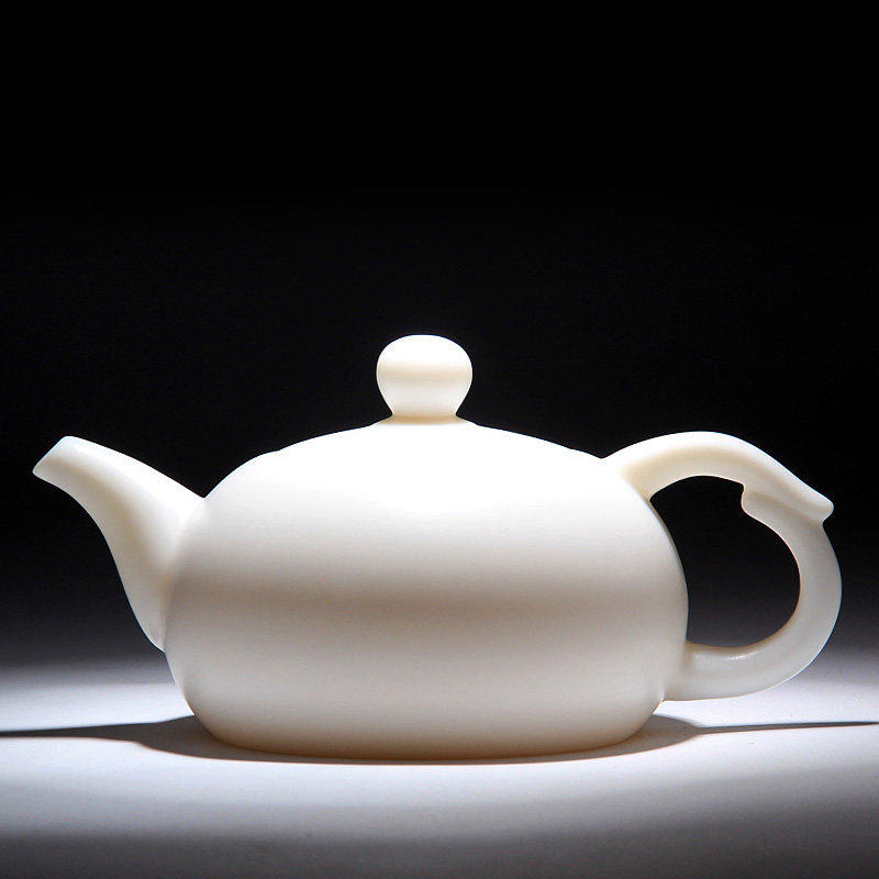 茗丰堂 德化高白高岭土建白茶具全身手工茶壶象牙白素烧茶器手签
