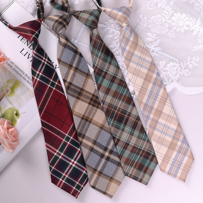 日系学院风jk领带女领花格子制服校服蝴蝶结女生衬衫小领带学生潮