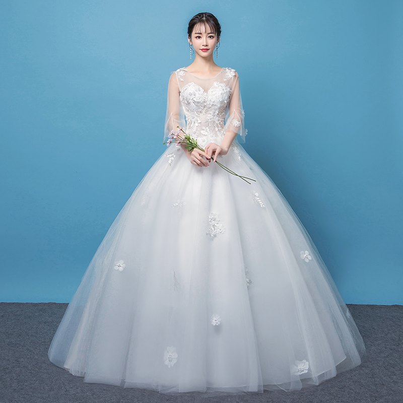 婚纱礼服2018秋冬新款一字肩长袖韩版公主新娘显瘦齐地结婚轻婚纱在类目 女装/女士精品, 婚纱/旗袍/礼服, 婚纱中 - 来自Buy2taobao.com提供专业的淘宝代购服务