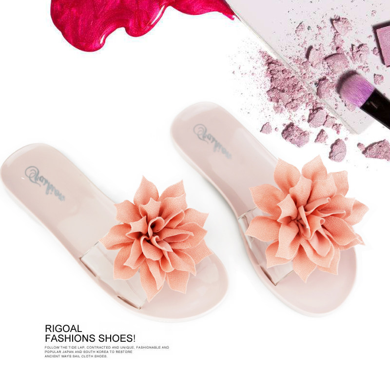 韩版个性平底拖鞋夏外穿百搭厚底女水晶果冻一字拖学生耐磨沙滩鞋