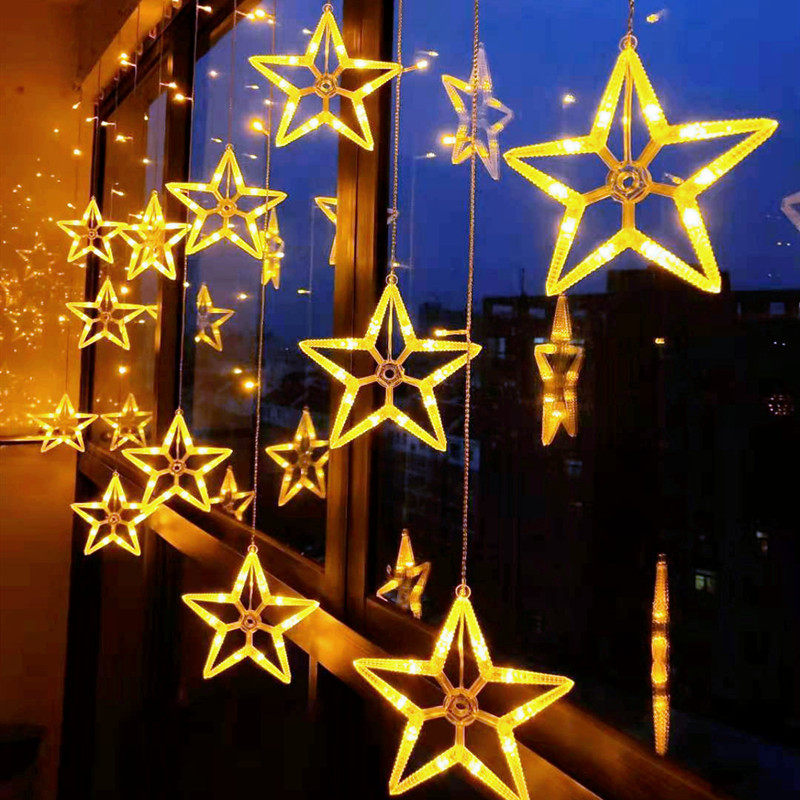 led星星灯彩灯闪灯串灯满天星 五角星房间卧室挂灯布置装饰小灯串