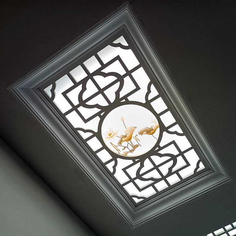 雕花板镂空定制新中式背景墙玄关花格吊顶装饰客厅隔断过道通花板