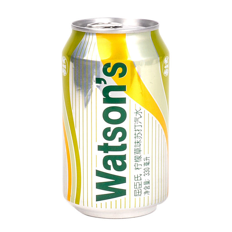 屈臣氏柠檬草味苏打汽水饮料330ml/罐气泡水