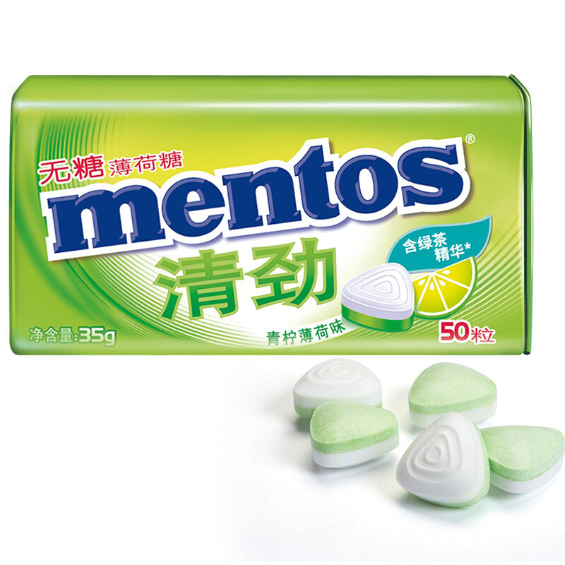 曼妥思清劲_曼妥思清劲无糖薄荷糖青柠薄荷味35g/盒mentos糖果口香糖