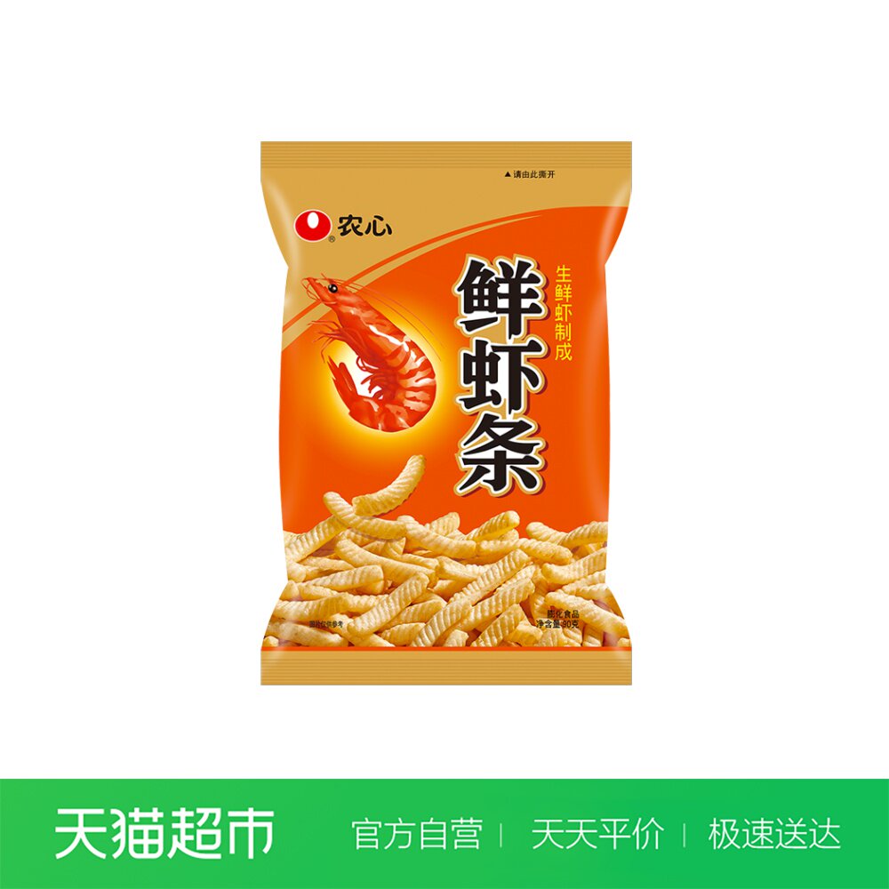 农心 鲜虾条90g/袋美味休闲小零食膨化食品