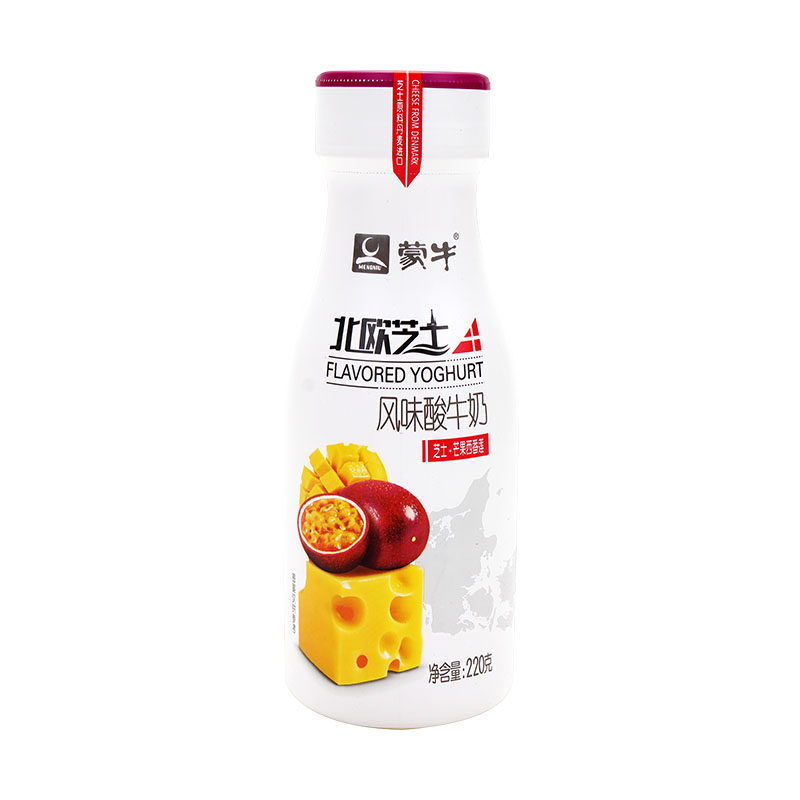 蒙牛北欧芝士风味酸牛奶芒果西番莲味220g/瓶