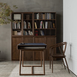 如海书柜 收纳展示架玻璃门格栅 新中式实木现代简约 素元家具