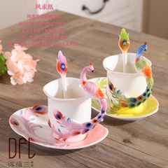 高贵手绘骨瓷创意咖啡杯碟勺结婚情人节对杯子陶瓷欧式红茶杯套装
