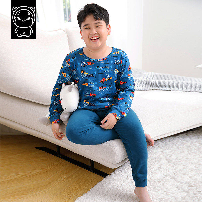 胖童秋衣秋裤套装儿童内衣软糯弹力保暖小猪托尼童装男童加肥加大