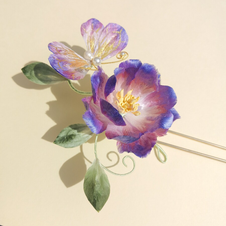 非遗手工绒花大牡丹簪子汉服配饰簪花发簪古风传统宫廷蚕丝头饰