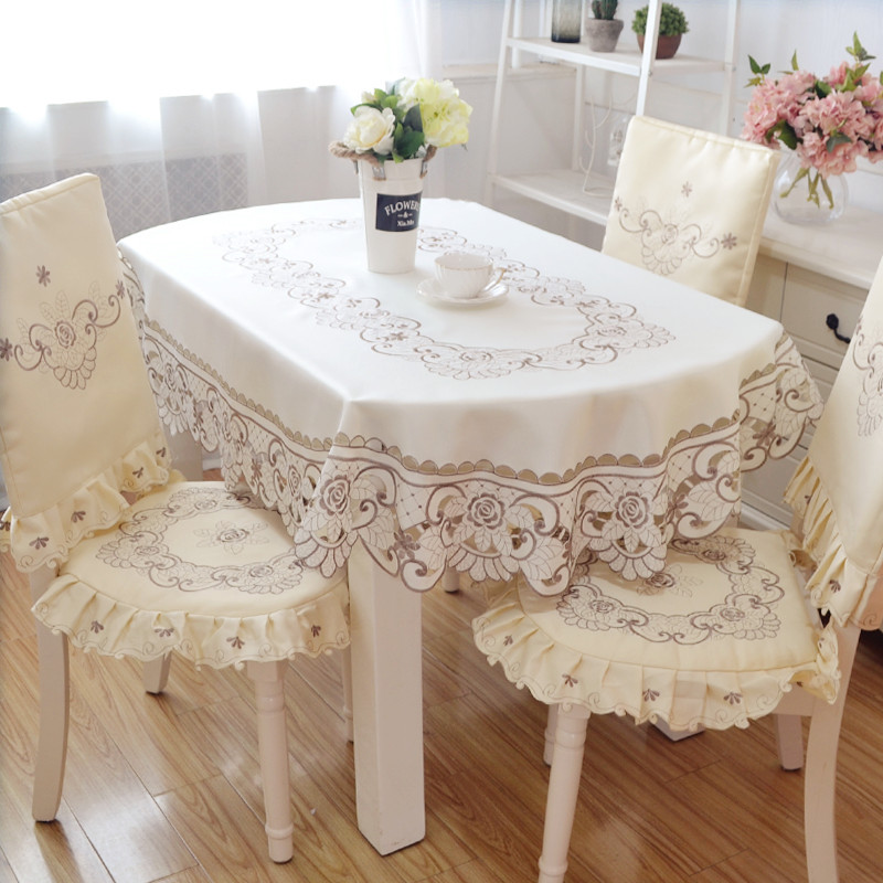 椭圆形桌布欧式茶几布艺圆桌布餐桌布圆形现代简约椅套椅垫套装