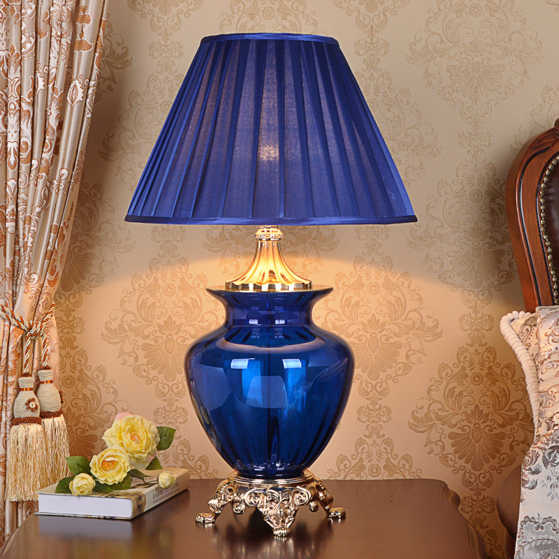 客厅边几角几台灯别墅样板房酒店大堂装饰蓝色大号台灯卧室床推灯