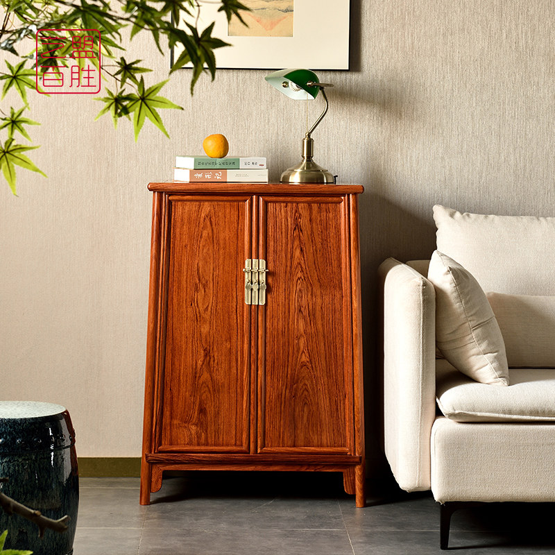 艺盟百胜缅甸酸枝小圆角柜奥氏黄檀红木面条柜明式茶叶收纳储物柜