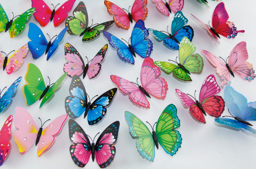 5色蝴蝶吸盘9.9元10个/包包邮/柜台装饰品/小摆家中设饰品工艺品