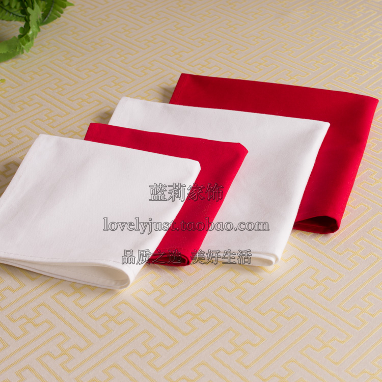 纯色棉布红色白色加厚棉口布 酒店西餐厅纯全棉擦杯布口布餐巾布