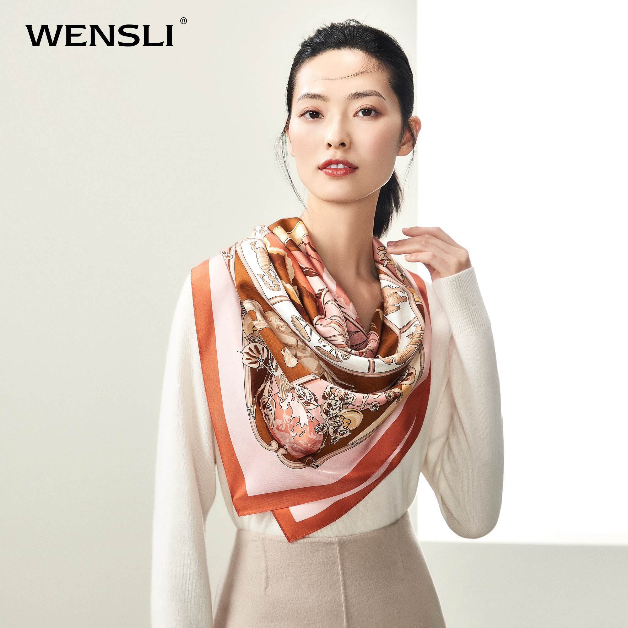 万事利真丝丝巾女围巾披肩送礼妈妈礼盒杭州丝绸大方巾桑蚕丝星语