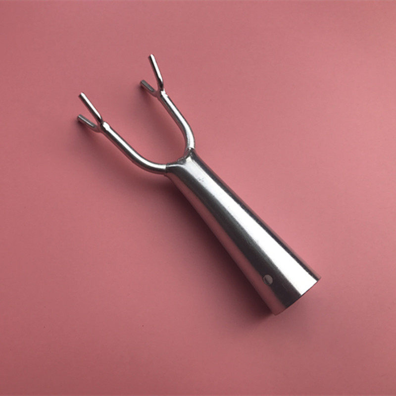 加大叉尖银色衣叉头铁质竹竿木棍接口叉头锥形柄带孔不带杆子