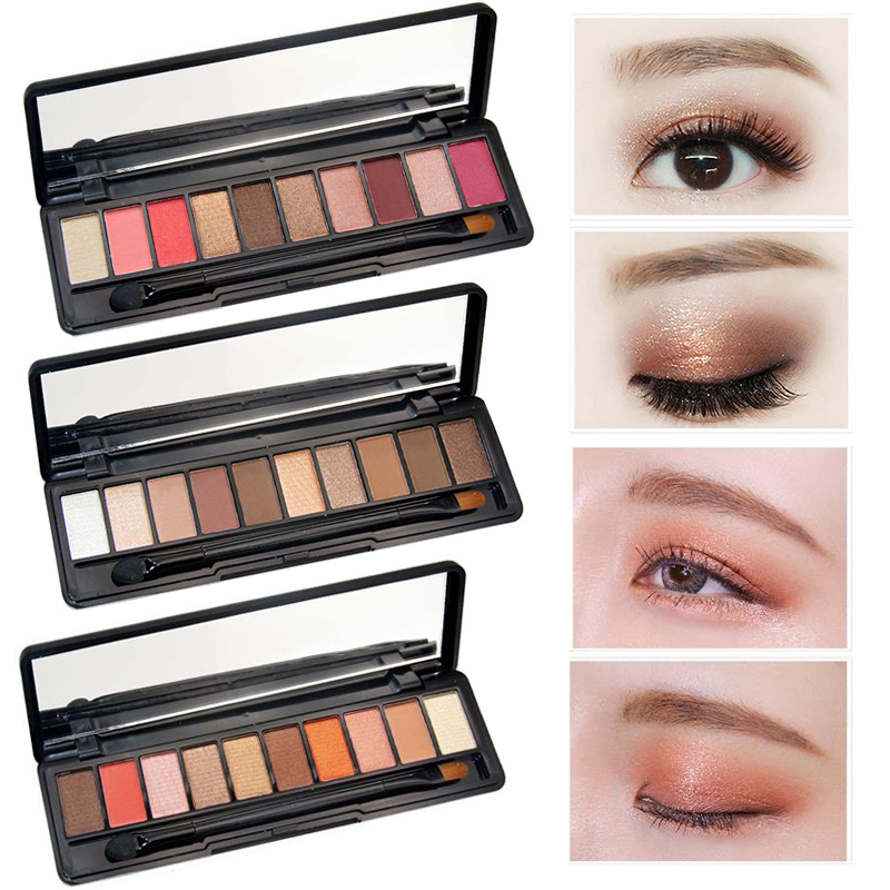 NOVO 10Colors Shimmer Matte EyeShadow珠哑光裸妆初学者眼影盘