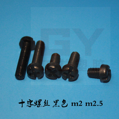 黑色螺丝十字盘头螺丝  G205 塑料螺丝m2m2.5 螺丝 十字圆头100粒