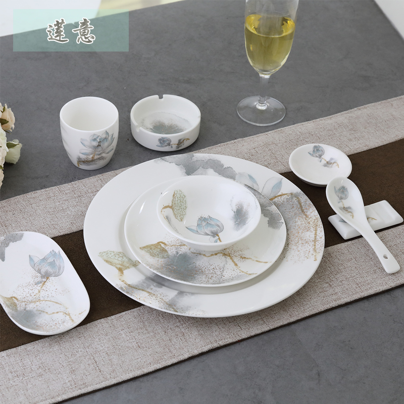 金汉宫餐厅饭馆餐饮用品酒店摆台四件套餐具新骨瓷样板房摆桌套装