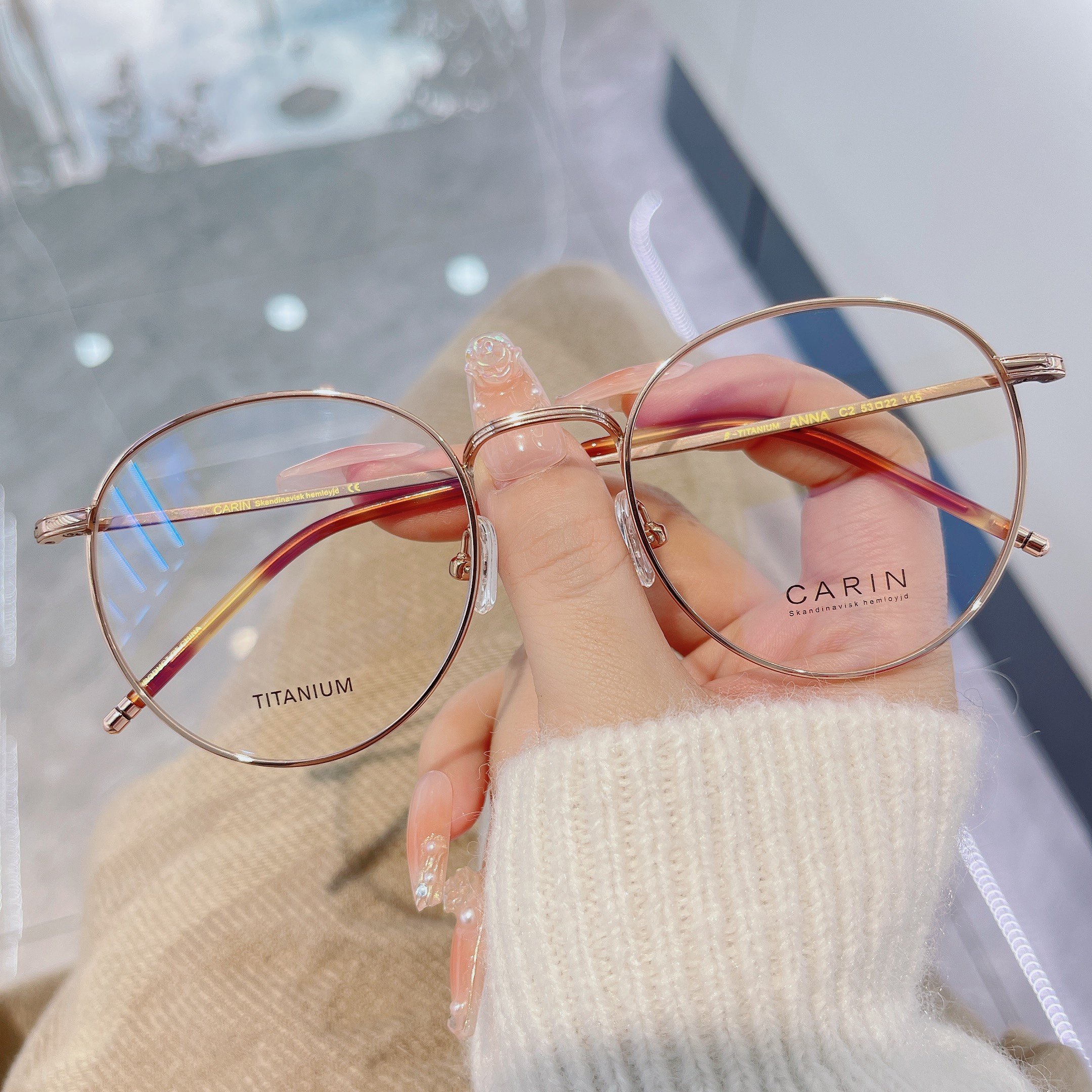 carin卡琳眼镜框anna秀智同款超轻纯钛圆框近视女有度数防紫外线