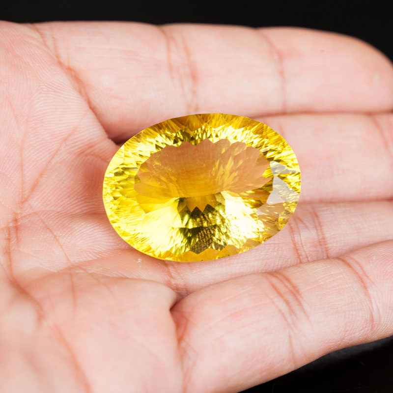 奢华高贵天然宝石级黄水晶裸石 千禧切面 收藏孤品 69.81克拉