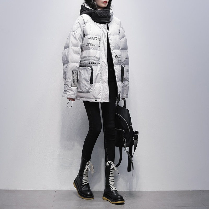 灰色羽绒服女韩版宽松