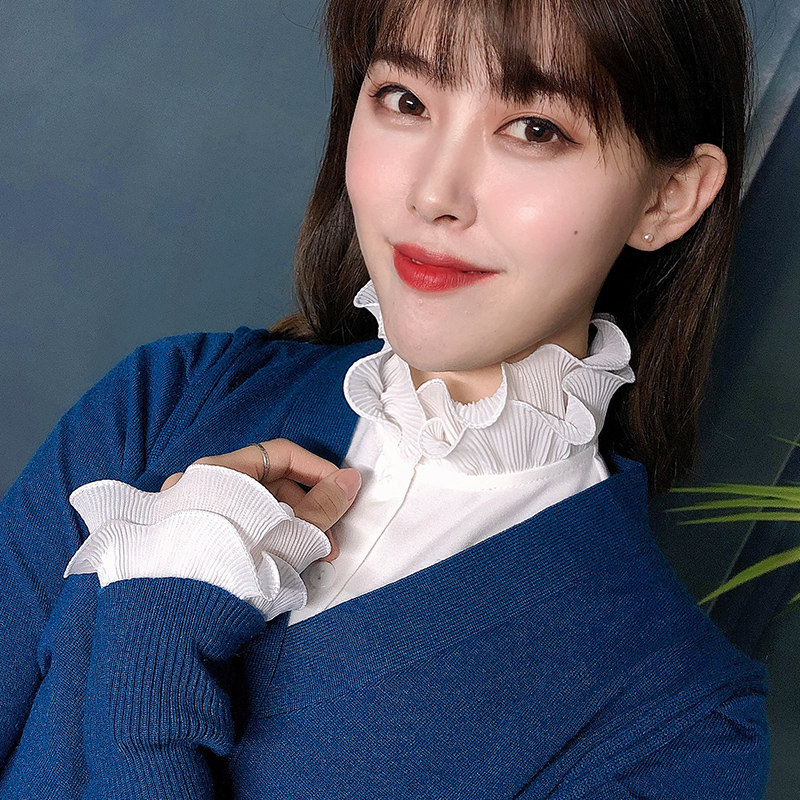 衬衣领配饰假领雪纺褶皱木耳边衬衫假领子女百搭假领春夏季配毛衣