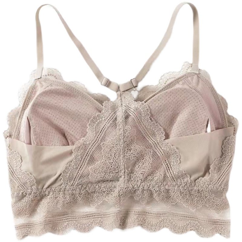 内衣女青年女式美背双肩带无钢圈v型无痕薄款文胸蕾丝性感胸罩女