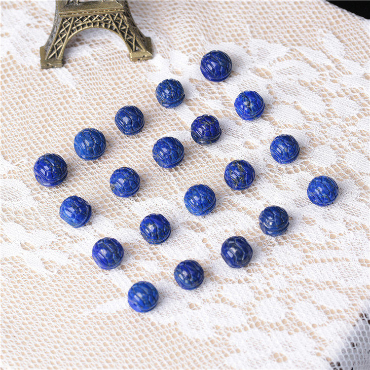 菲晗青金石富甲天下双面龟圆珠隔珠11mm左右背云双面雕刻文玩配饰