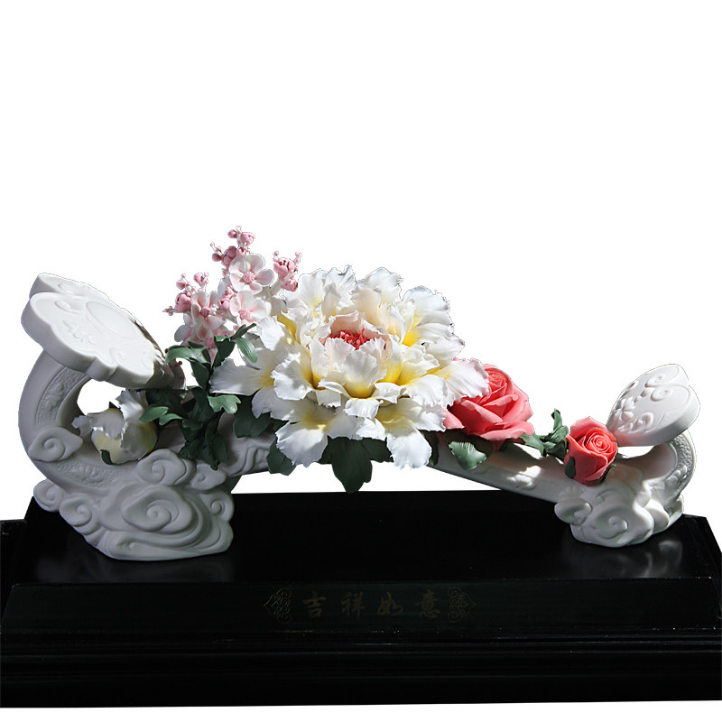 福建省工艺美术师苏丽华《吉祥如意》雕塑/陶瓷装饰摆件