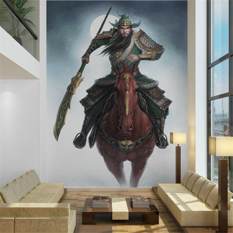 关公墙纸纹身店壁纸关羽刺青背景墙壁画主题工作室武圣霸气墙布