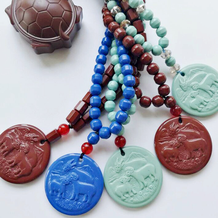 项链托玛琳咖啡色三羊开泰锗石电气石能量心宝项链