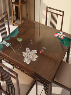 实木八仙桌桌布防水防油正方形餐桌布垫透明软玻璃新中式方桌垫子